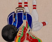 bowling set up embroidery design