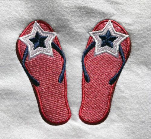 4th of July mylar flip flops embroidery design