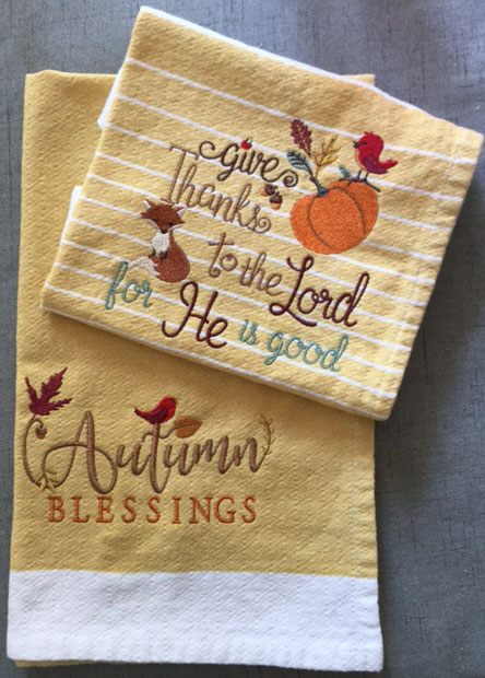 fall feelings towels sew out