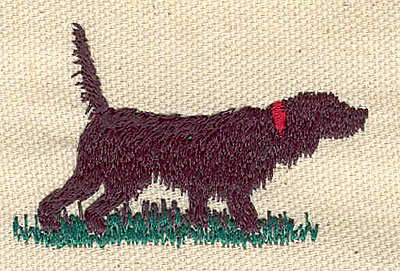 Embroidery Design: Dog on grass 2.27w X 1.49h