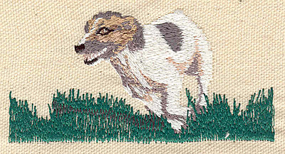 Embroidery Design: Dog running on grass 3.68w X 1.90h