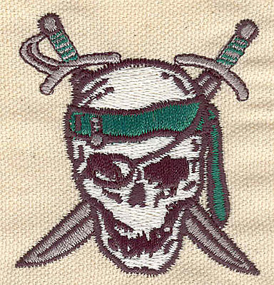 Embroidery Design: Pirate skull 1.06w X 2.46h