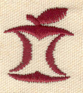 Embroidery Design: Apple core 1.33w X 1.20h