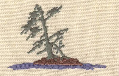 Embroidery Design: Tree on rock in water  1.80"h x 2.70"w