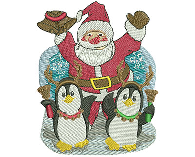 Embroidery Design: Penguin Dance Lg 3.55w X 4.48h