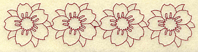 Embroidery Design: Cherry blossom border redwork 6.92w X 1.60h