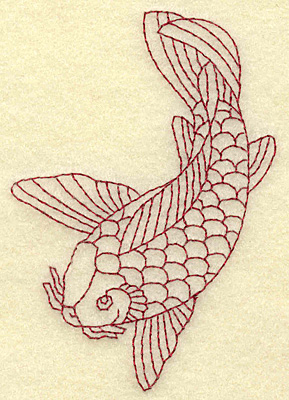 Embroidery Design: Koi redwork 2.70w X 3.89h