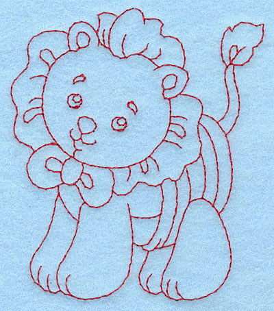 Embroidery Design: Baby Lion redwork 3.33w X 3.87h