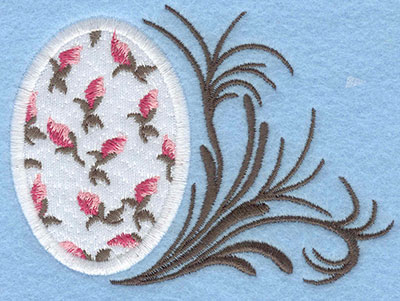 Embroidery Design: Medium rose bud egg with swirl4.07w X 2.95h