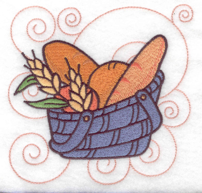 Embroidery Design: Bread in a basket large 4.98w X 4.90h