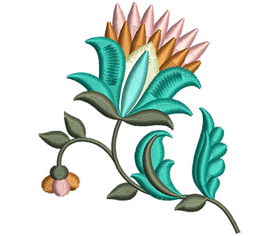 Embroidery Design: Big Jacobean Flower 6 2.61w X 3.00h