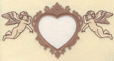 Embroidery Design: Heart Applique with Cherubs on Side7.69w X 3.91h