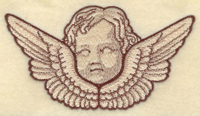 Embroidery Design: Cherub Head with Wings Large5.69w X 3.10h