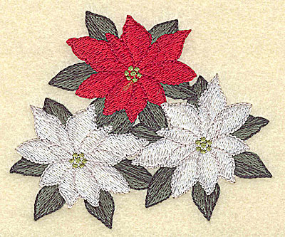 Embroidery Design: White and red poinsettia 3.83w X 3.21h