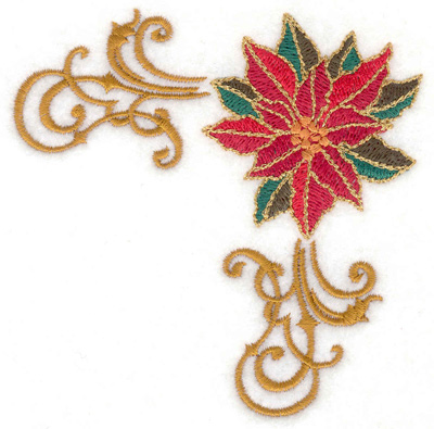 Embroidery Design: Poinsetta corner 3.81w X 3.81h