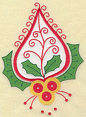 Embroidery Design: Christmas Paisley design G applique large 6.82w X 4.99h