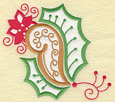 Embroidery Design: Christmas Paisley design J applique large 5.54w X 4.96h