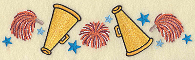 Embroidery Design: Pom poms megaphones and stars 8.89w X 2.46h