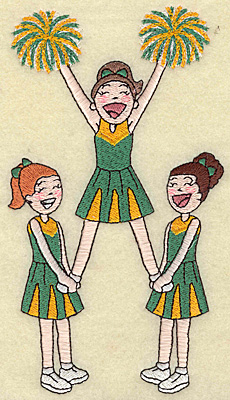 Embroidery Design: Cheerleader trio 3.83w X 6.90h