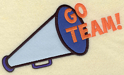 Embroidery Design: Go Team megaphone double applique 6.88w X 4.00h