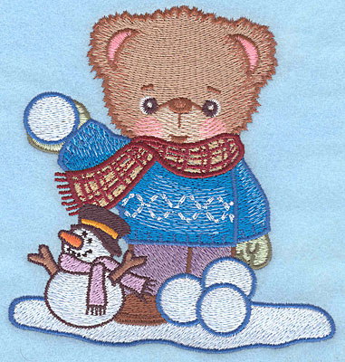 Embroidery Design: Bear with snowball large5.00"Hx4.77"W