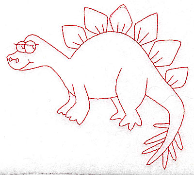 Embroidery Design: Dinosaur J redwork large 3.96w X 4.56h