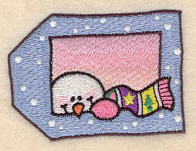 Embroidery Design: Snowman tag small 3.07"w X 2.23"h