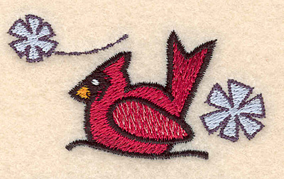 Embroidery Design: Cardinal with snowflakes small1.45"H x 2.61"W