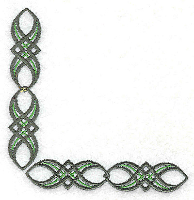 Embroidery Design: Patterned design corner 3.75w X 3.75h