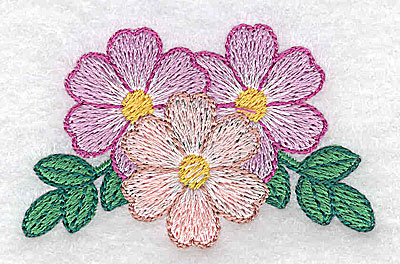 Embroidery Design: Three flowers  2.48w X 1.57h