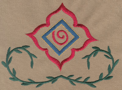 Embroidery Design: Decorative Flower with Vines 1 (large)5.98" x 4.40"