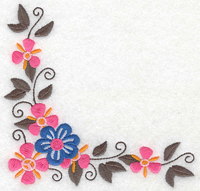 Embroidery Design: Floral corner H large 4.98w X 4.78h