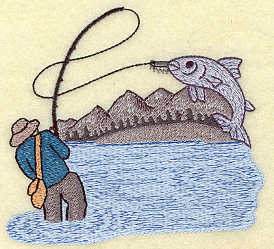 Embroidery Design: Fishing large 4.97w X 4.48h