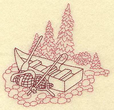 Embroidery Design: Fisherman's boat redwork 3.89w X 3.81h