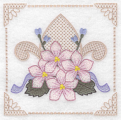 Embroidery Design: Floral design with fleur-de-lys D large 4.97w X 4.96h