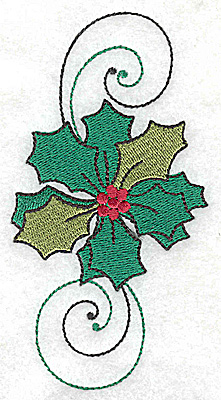 Embroidery Design: Holly with swirls 2 Sizes