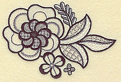 Embroidery Design: Flowers leaves and vines 4.91w X 3.32h