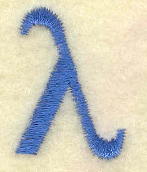 Embroidery Design: Lambda lower case small 0.78w X 1.05h