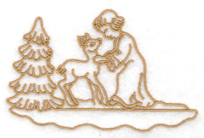 Embroidery Design: Angel with deer 3.78w X 2.43h