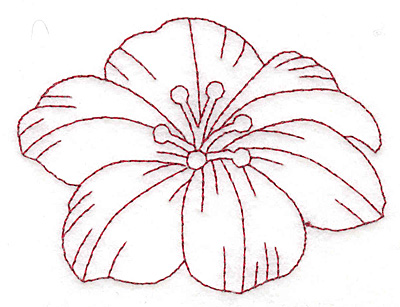 Embroidery Design: Floral bloom redwork large 3.76w X 2.79h