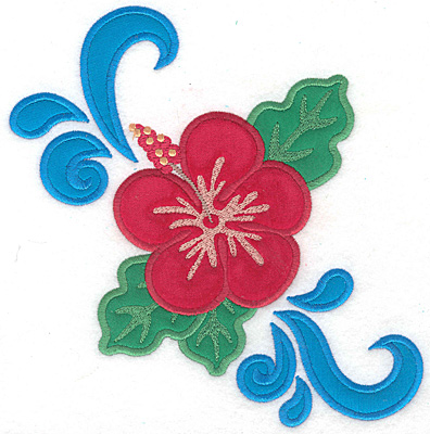 Embroidery Design: Hibiscus large triple applique  7.48"h x 7.15"w