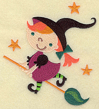 Embroidery Design: Witch on broomstick large 4.51w X 4.95h