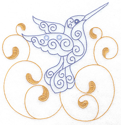 Embroidery Design: Hummingbird swirl N x/l 6.92w X 7.08h