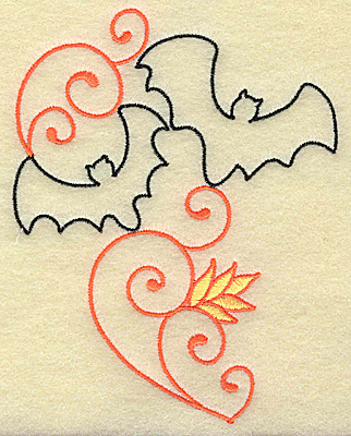 Embroidery Design: Bats and swirls large 3.89w X 4.95h