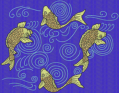 Embroidery Design: Koi J 7.68w X 9.86h