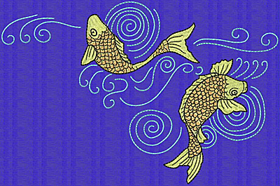 Embroidery Design: Koi Q  6.03w X 9.14h