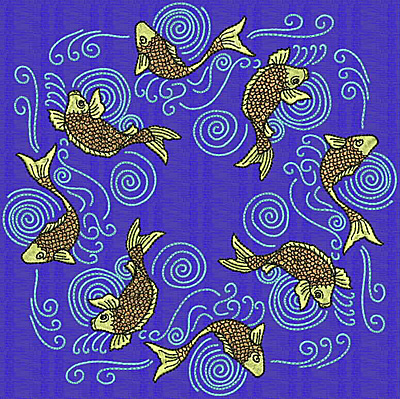 Embroidery Design: Koi V 7.69w X 7.69h