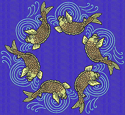 Embroidery Design: Koi CC 6.48w X 7.08h