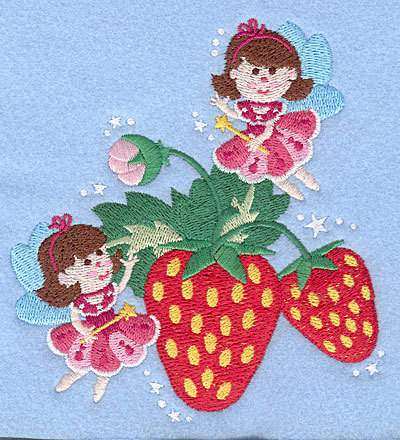 Embroidery Design: Fairies with stawberries5.00" x 4.66"