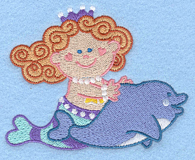 Embroidery Design: Mermaid on dolphin3.90w X 3.09h